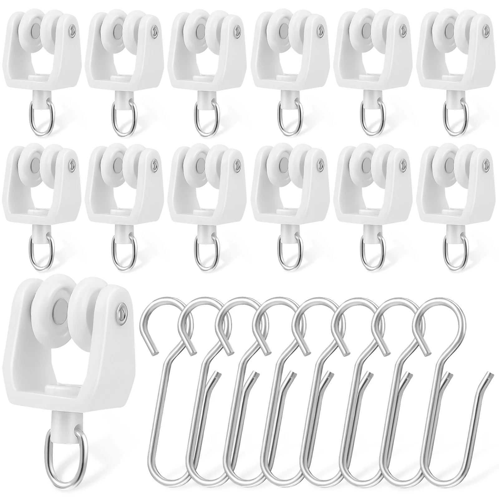 

30 Pcs Rv Accessories Curtain Rails Slider Rollers Hooks Shower Track Glider Plastic Iron Curtains