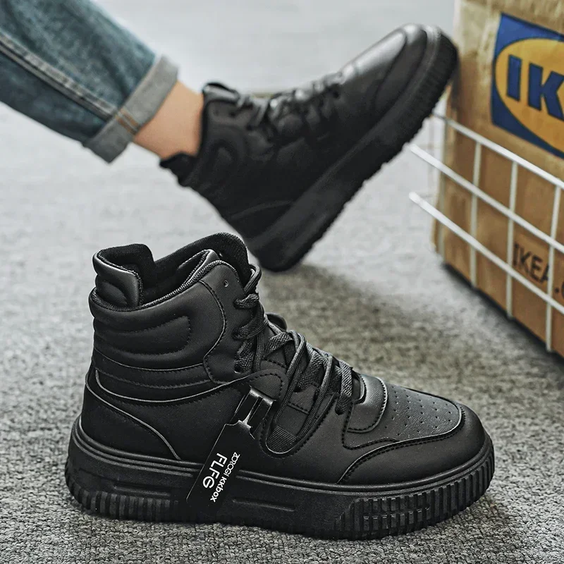 Кроссовки высокие из ПУ кожи для мужчин и женщин белые дышащие Эспадрильи на