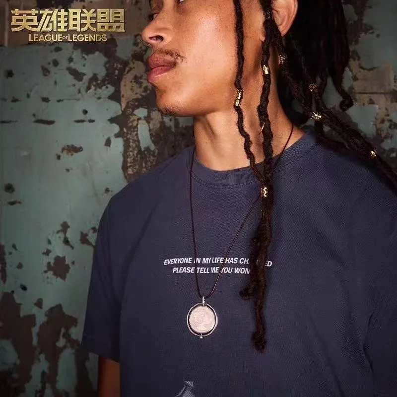 League Of Legends Arcane сезон 2 тот же стиль Jinx Ekko Portrai Headt вращающееся ожерелье с подвеской в