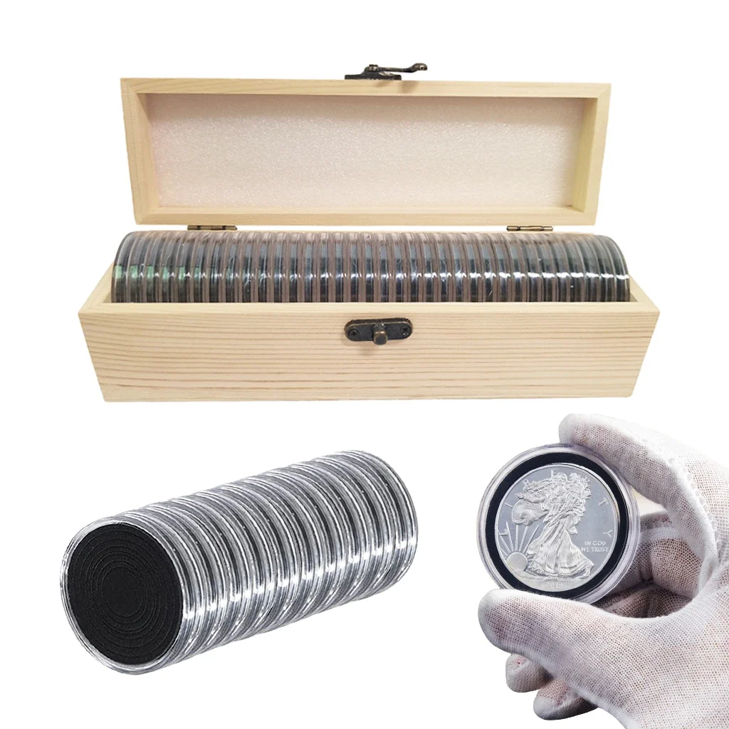 

Капсулы для монет Zelila 33 шт., деревянный органайзер