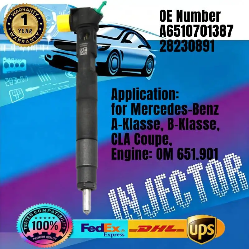 Фото Топливная форсунка 28230891 A6510701387 Common Rail для Mercedes-Benz A, B-класса, CLA Coupe с двигателем OM651 №1