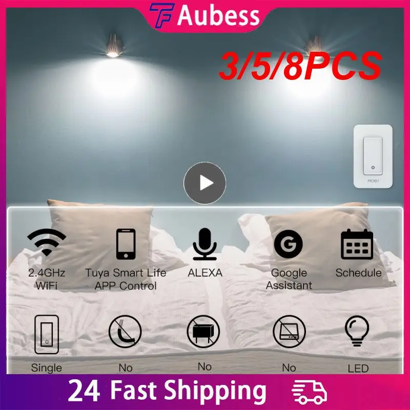 

3/5/8PCS 100-120v Intelligent Remote Controls Compatible With Alexa And Google Home Wifi Smart Push Button Switch App Control