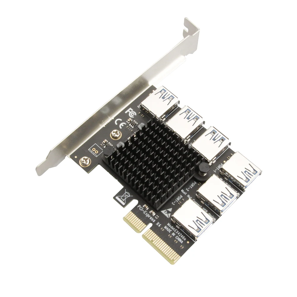 

PCI-E 4X 1 to 6 USB 3.0 Port Expansion Card PCI Express Multiplier PC Desktop for BTC Mining PCI Express Extender