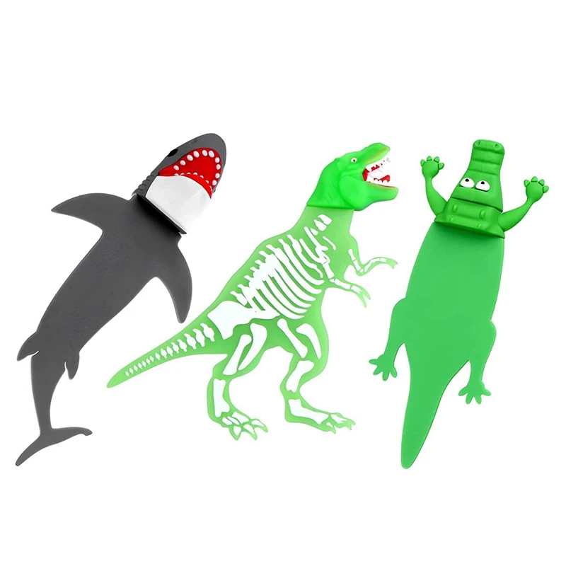 

Закладки 3 шт., 3D Мультяшные животные, книжные маркеры, забавные светящиеся динозавры, закладка для детей, мальчиков, девочек, студентов
