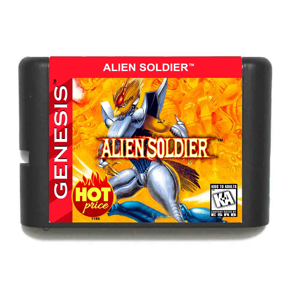16-битная игровая карта Alien Soldier для Sega Genesis Mega Drive