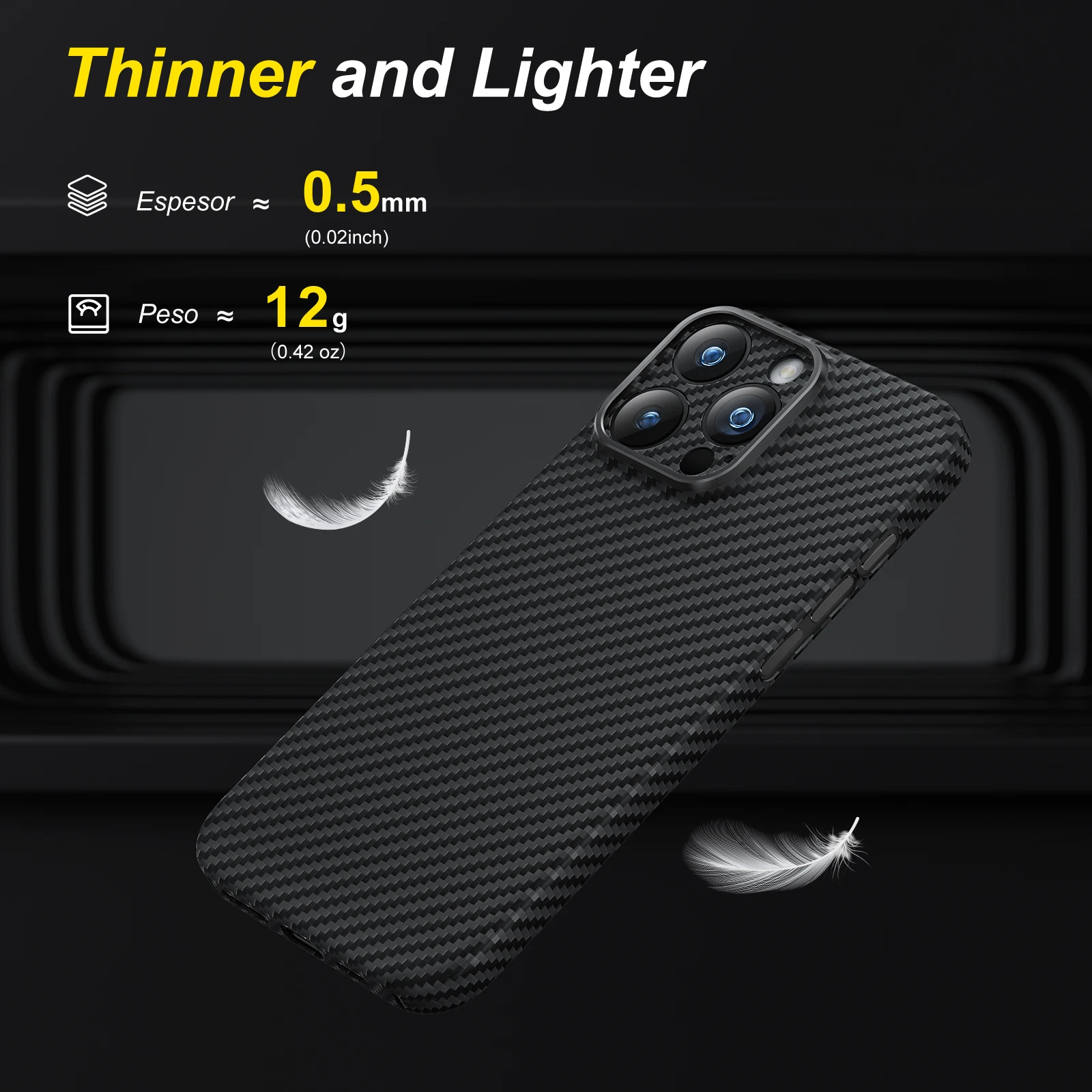 Чехол memumi из настоящего арамидного волокна для iPhone 16 Pro Max [без чехла на ощупь]