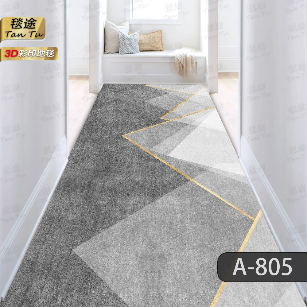 

Modern Dark Grey Long Corridor Carpet Runner Home Decoration Hotel Hallway Rug Washable Villa Stairway Floor Mats Customizable