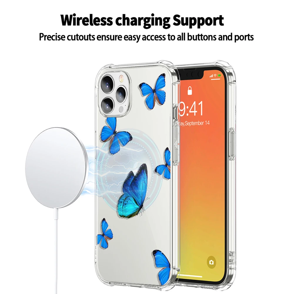 Ударопрочный чехол Blus Butterfly для Iphone 11 12 13 Pro Max Mini мягкий из ТПУ X XS MAX XR 6S 7 8 Plus SE 2 |
