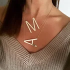 Цепочка с буквами алфавита для женщин и девочек, ожерелье из нержавеющей стали с инициалом инициала, индивидуальная бижутерия, 26 размеров