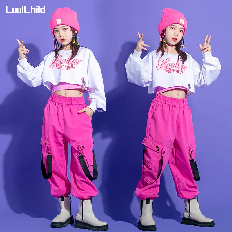 Kids Crop Top Skirt Princess Street Dance Clothes Set Child Jazz Sweet Outfit Streetwear Costumes