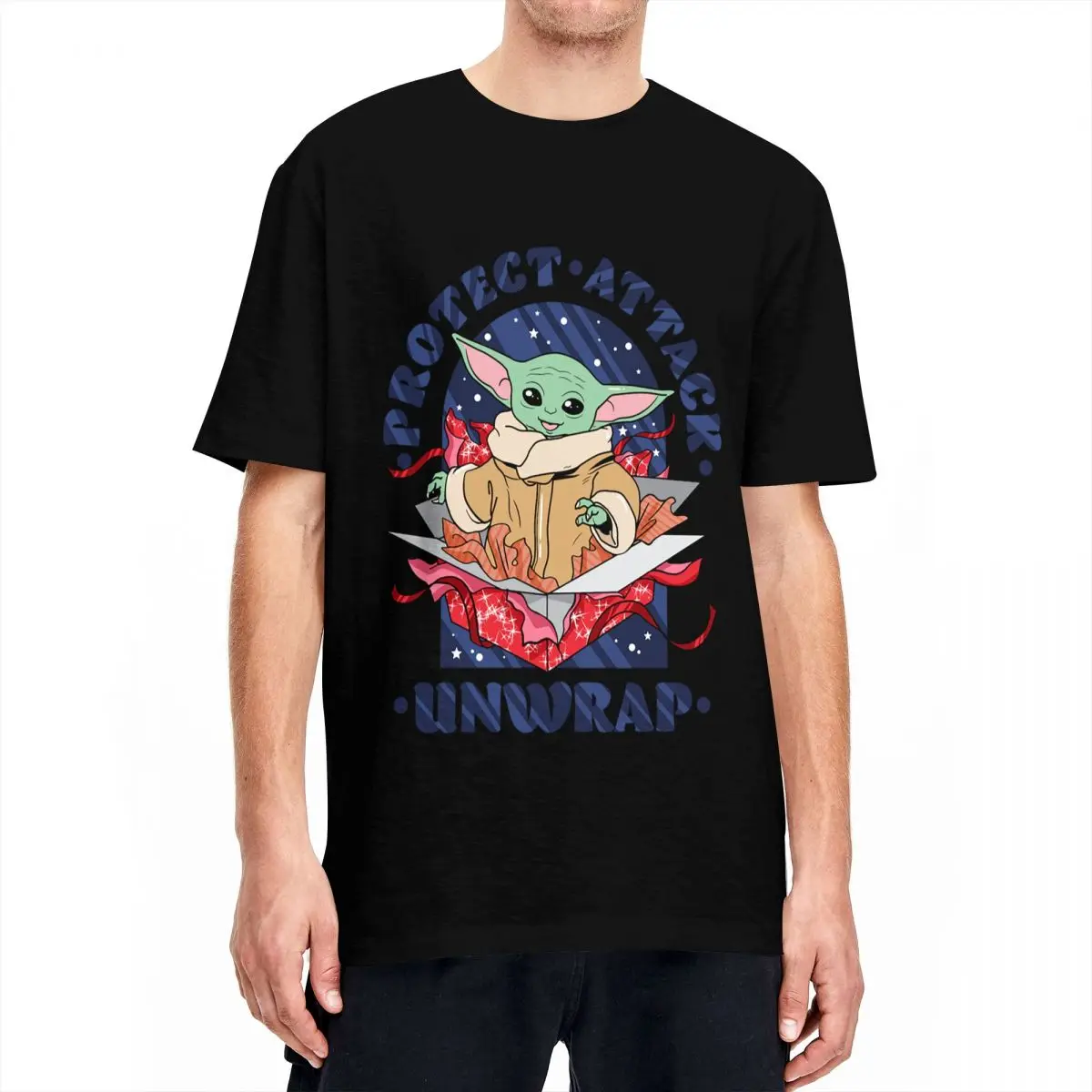 

Men T-Shirts Disney Grogu Baby Yoda Stars Wars Mandalorian Christmas Cotton Tee Shirt Short Sleeve T Shirt Tops Gift Idea