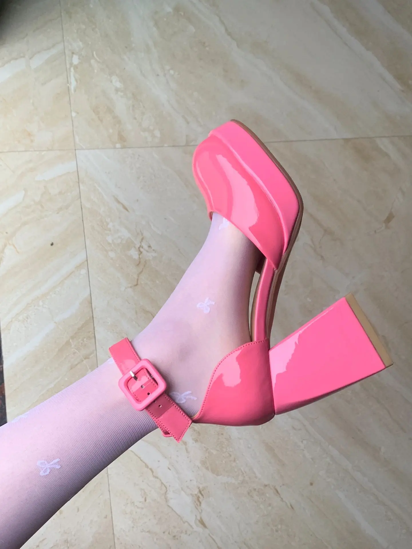 

Classic Pink Mary Jane Chunky Heel Shoes Princess Cosplay Party Dance Shoes INS Style Platform Pumps Ladies Sweet Dating Sandals