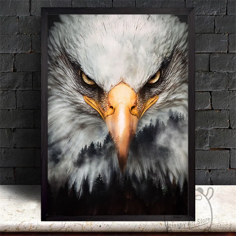 

Плакат с животными, белоголовый Орел, коричневый медведь, львица, тигр, настенные картины на холсте, HD печать, гостиная, украшение для дома, к...