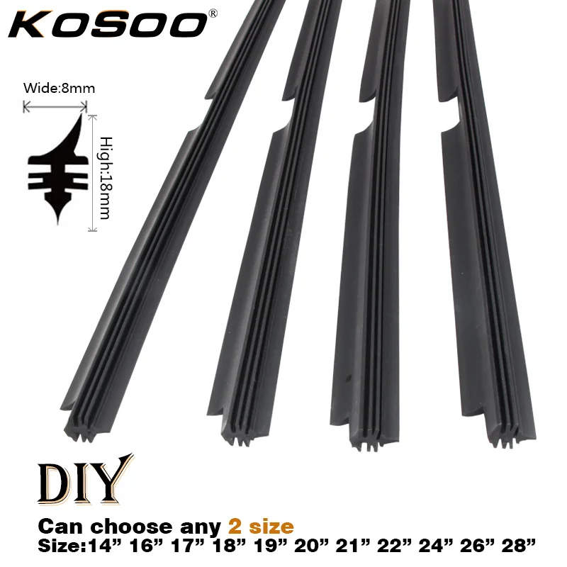 

KOSOO 2 шт. автомобильный вставка автомобиля натуральный каучук для Валео типа стеклоочистителя только (заправка) 8 мм 14 "16" 17 "18" 19 "20" 21 "22" 24 "26" 28"