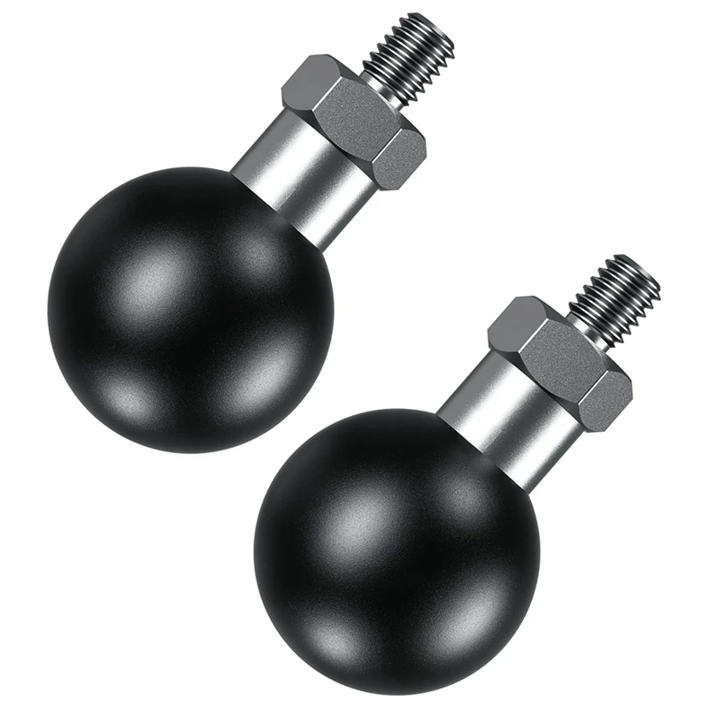 

2 PCS 1Inch Ball Adapter Rubber+Metal With M6 X 1.0 Threaded Post Compatible For RAM Mounts B Size 1 Inch Ball Double Socket Arm