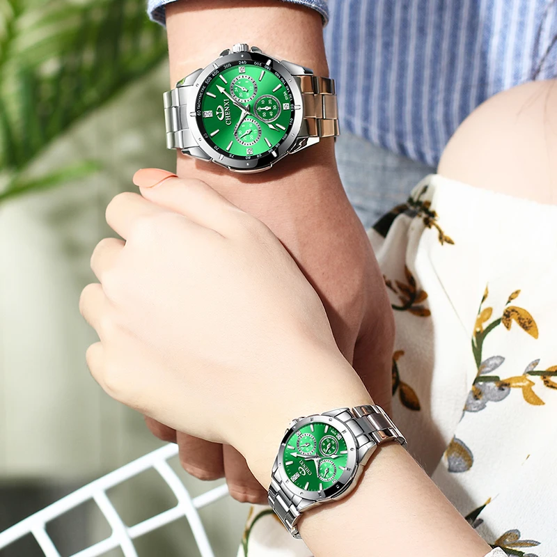 2022 Luxury Brand Couple Watch For Women & Men Stainless Steel Waterproof Quartz Wristwatch His  Hers Watch Sets Lovers Gift