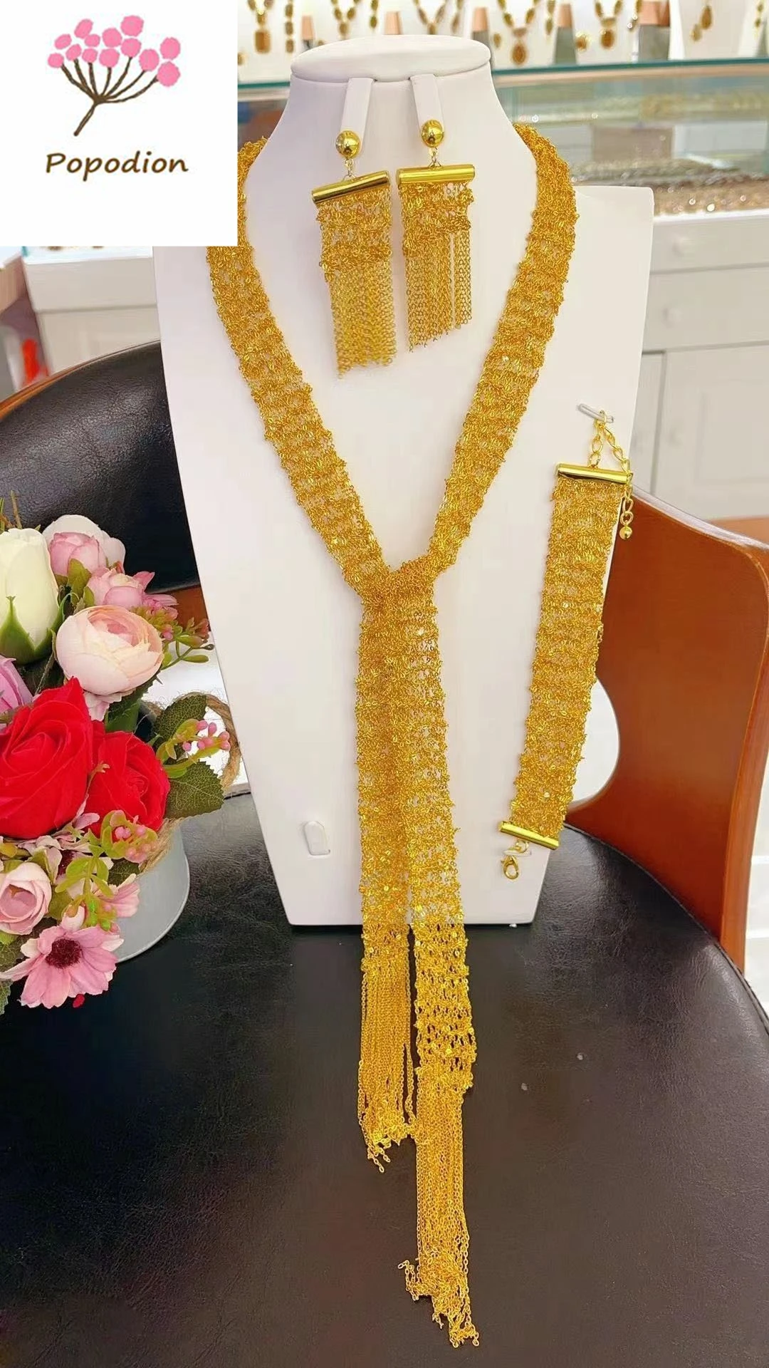 24k позолоченный Дубай горячая Распродажа Свадебный комплект ювелирных изделий