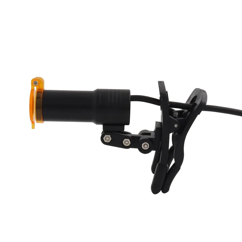 Фара головная на зажиме с оптическим фильтром 5W для зубных луп, медицинских микроскопов и бинокуляров увеличения.