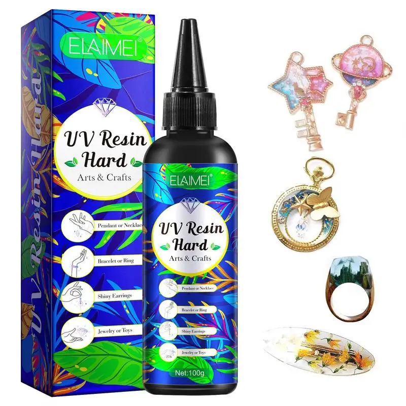 

UV Resin Hard 100ML Crystal Clear Hard Glue Curable Resin Solution Hard Glue For DIY Resin Jewelry Making Molds Casting