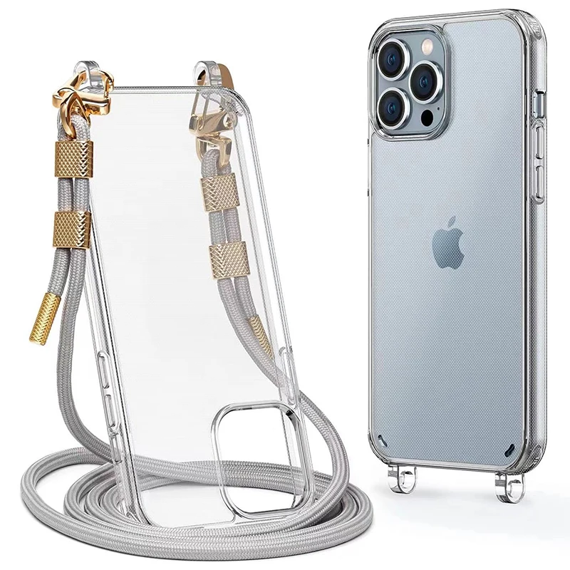 

Crossbody Necklace Cord Lanyards Transparent soft Phone Case for iphone 14 13 12 Pro Max 11 Pro Max X XR XS Max 6 7 8 plus cover