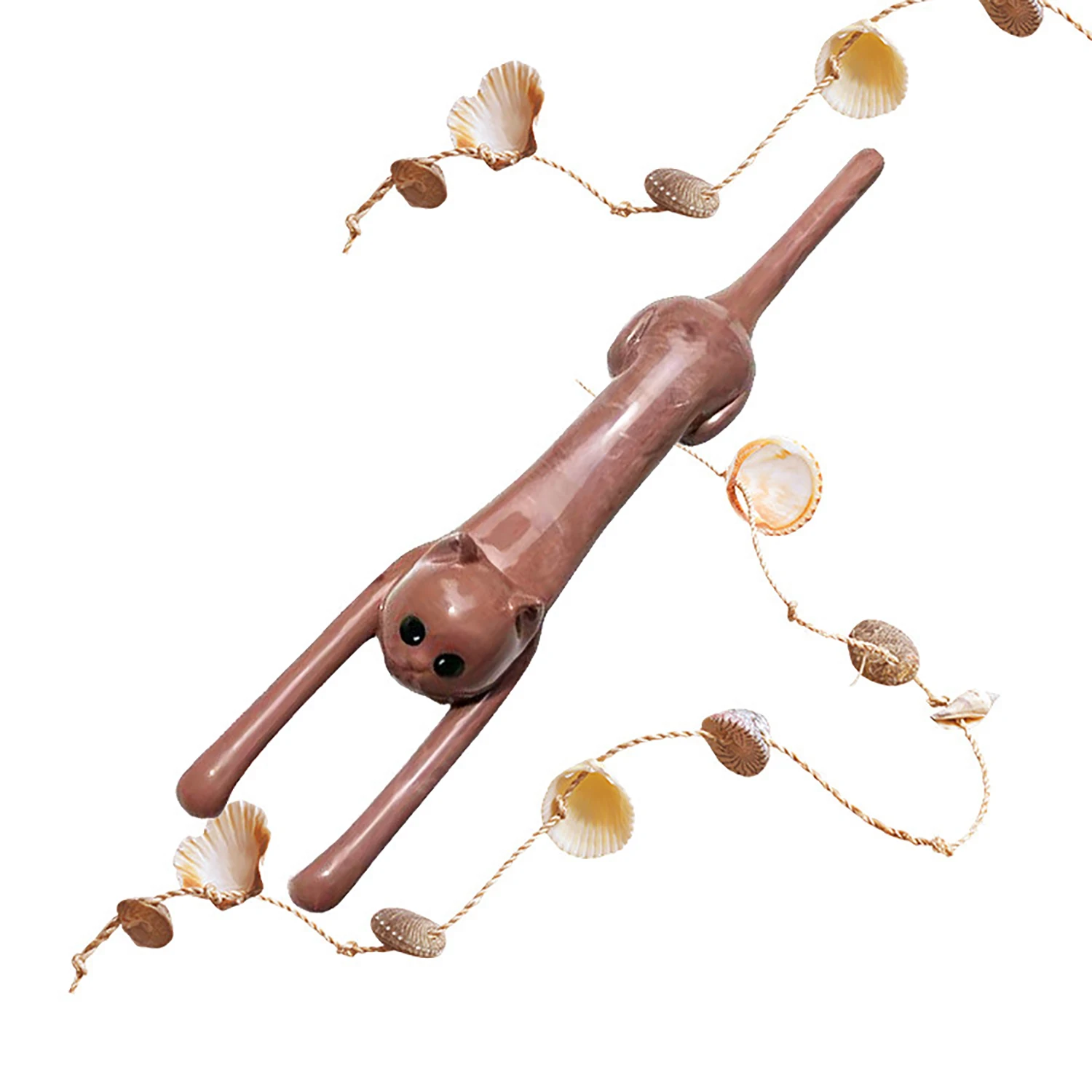 

Cat-shaped Back Scratcher Funny Basswood Back Massager Body Itching Stick Therapeutic Self-Massager Wood Tool Light Durable