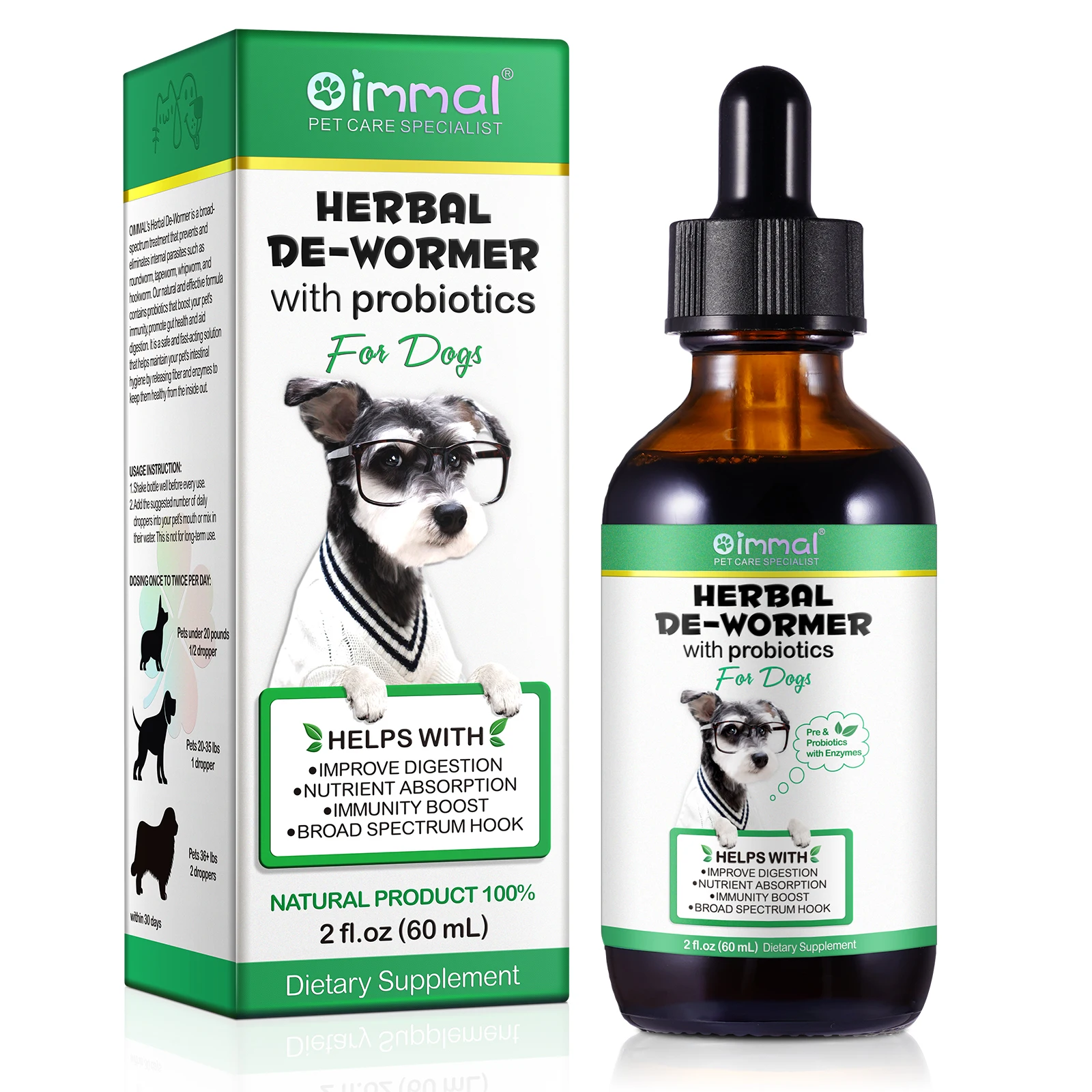 

HERBAL DE-WORMER with probiotics HELPS WITH IMPROVE DIGESTION NUTRIENT ABSORPTION IMMUNITY BOOSTBROAD SPECTRUM HOOK FOR DOGS