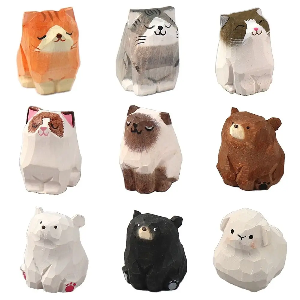 Подарочная мультяшная фигурка медведя из дерева резная детская игрушка