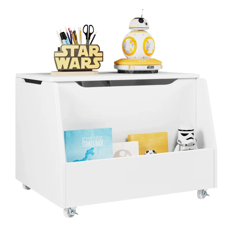 

[Flash Deal]Homfa детская игрушечная коробка Деревянный Ящик для игрушек шкаф для хранения с вращающимися на 360 градусов колесами белый [в наличии в США]