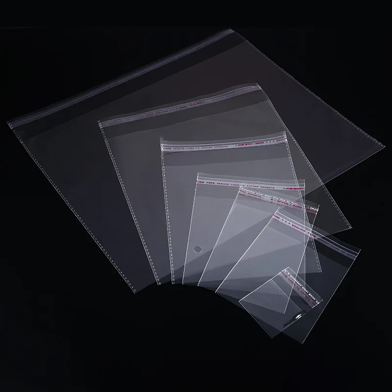 

200pcs 5 Sizes Transparent Self Adhesive Sealed Opp Plastic Pouch Sachet Gift Bag For Jewelry Wedding Party Beads Packing Supply