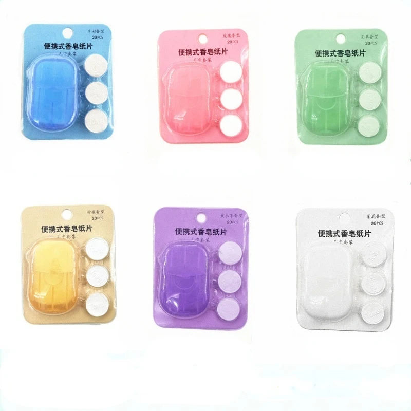 

GBSC 20Pcs Sheets Soap Paper Sheets with 3Pcs Compressed Towel Set Portable Disposal Travel Scented Wash Hand Slice Sheet Foamin