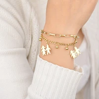 new fashion stainless steel boy girl family bracelet for women gold color adjustable bracelets personality jewelry