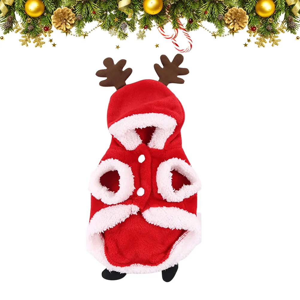 

Christmas Pet Clothes Dog Costume Puppy Flannel Clothing Warm Hooded Coat Cat Festive Dress Gift Pets Winterkeep Fancy Elk