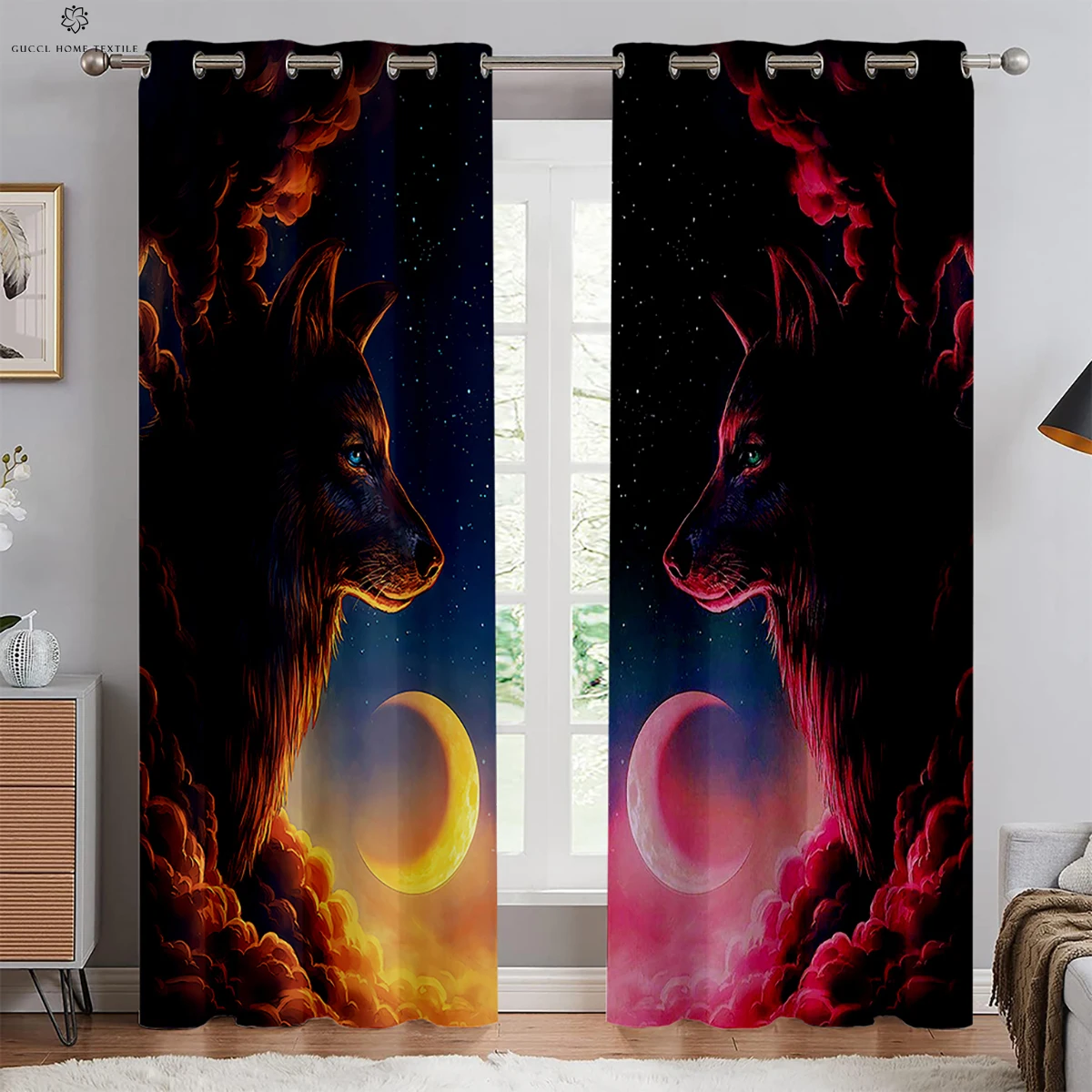Starry Sky Moon Wolf Animal Print Затемнение окон изоляционные шторы спальня гостиная