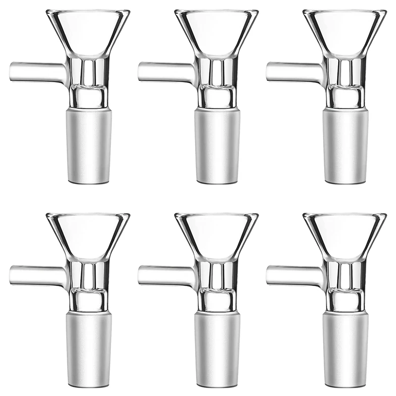

New 6 Pieces Glass Funnel 14Mm Male Glass Funnel Adapter Handmade Clear Bowl Holder Transparent Glass Funnel Bowl Holder