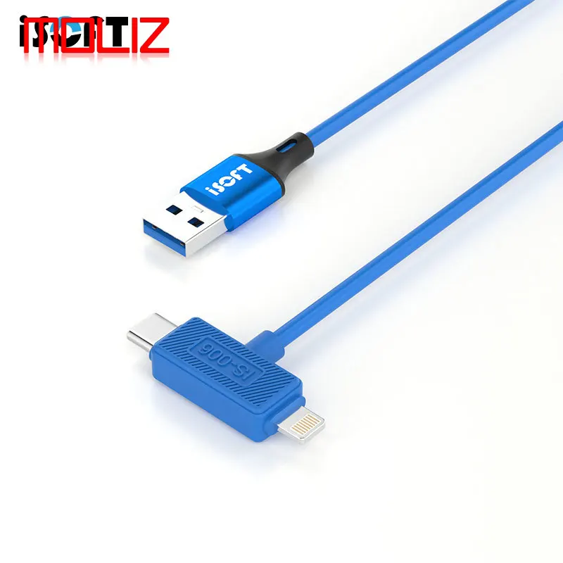 Кабель извлечения данных ISOFT IS-006 с двумя интерфейсами для iPhone мигающий и