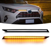 led car hood daytime running light for toyota rav4 2019 2020 2021 dual color strip waterproof driving lamps with turn signal