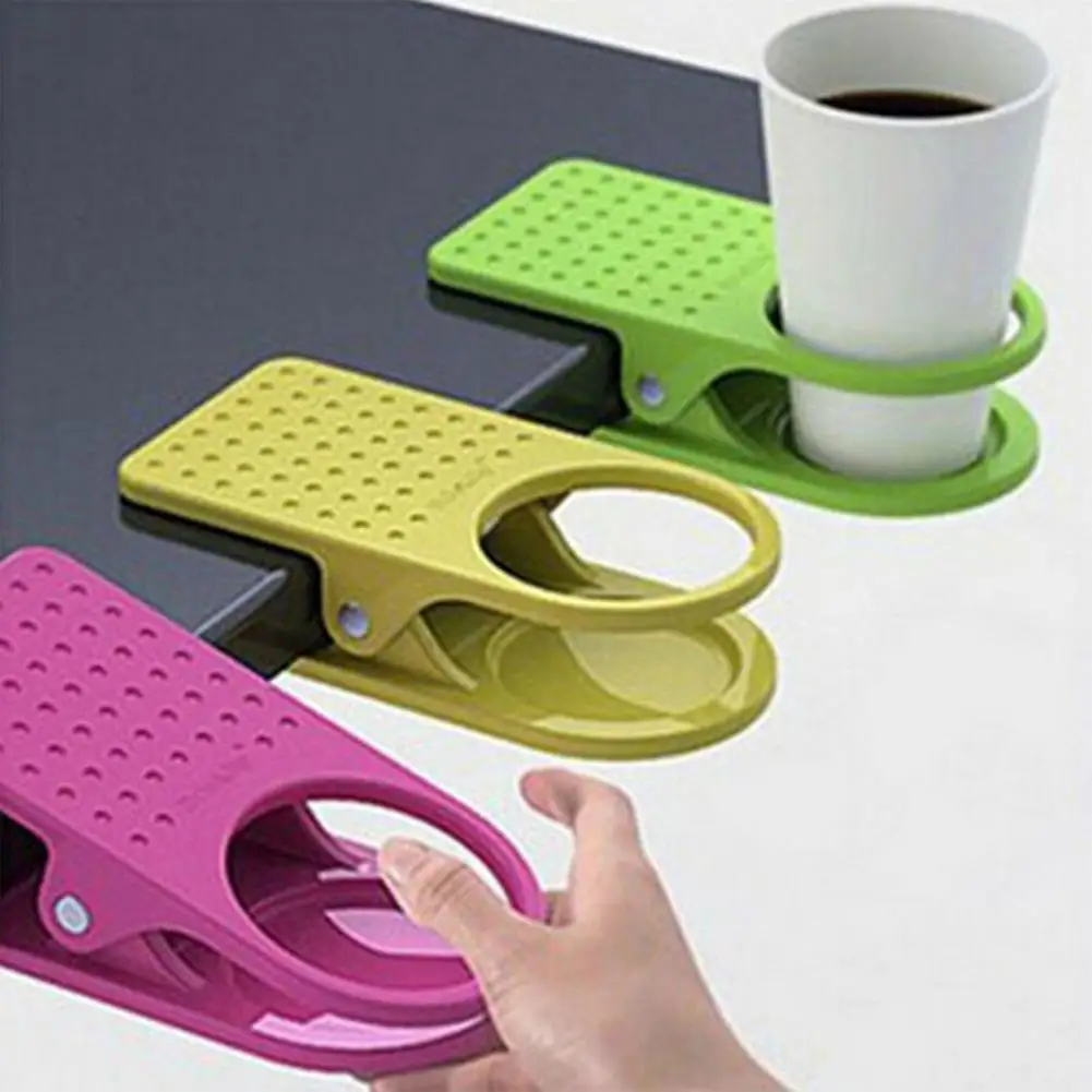 

Tableside Cup Holder Multifunctional Non-slip Cup Holder for Home Office Colorful Plastic Clamp-on Stand for Water Bottles