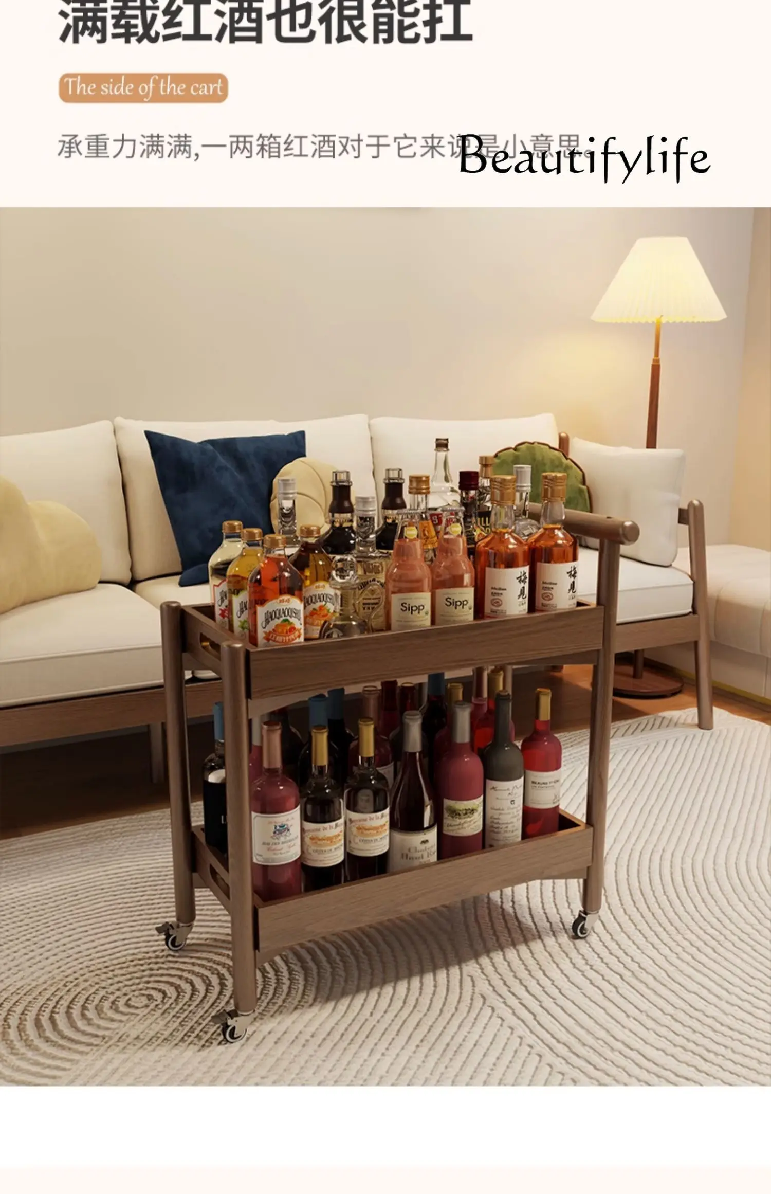 z litego drewna stolik boczny na kółkach mobilny kawowy Sofa szafka boczna półka do salonu jadalnia strona