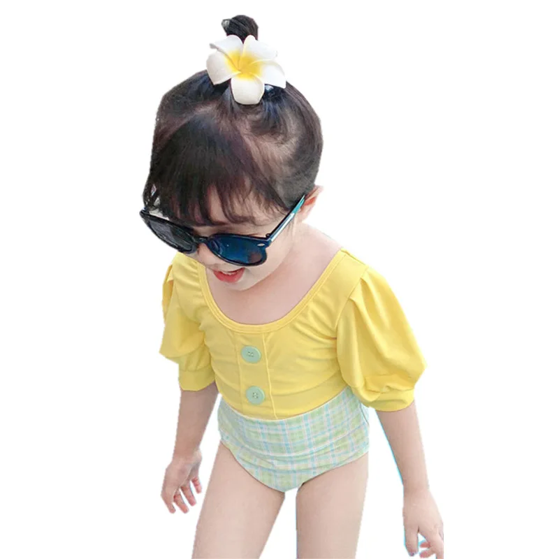 

Toddler Girls Swimming Suits New Summer Candy Color Clothes Baby Beach Swimwear Children One-Piece Swimsuit Cute Bathing Suit