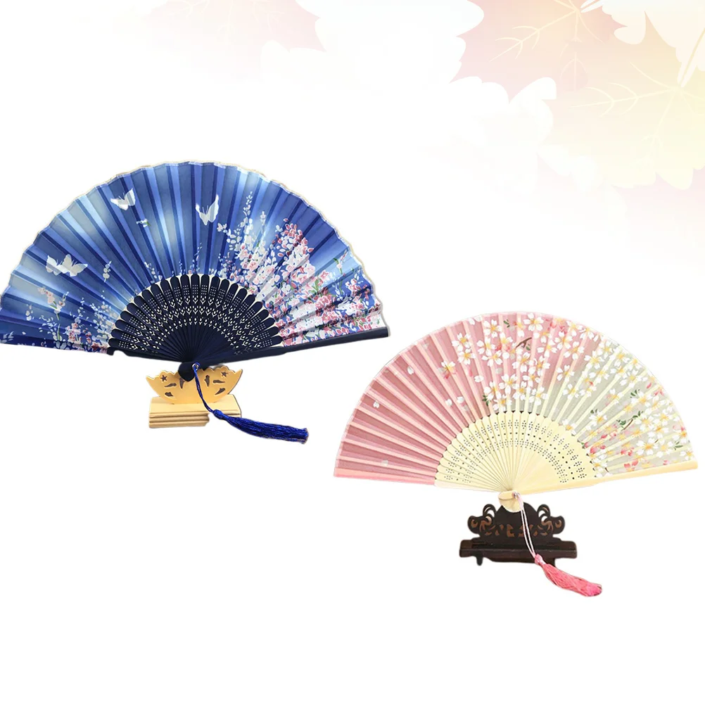 

2pcs Folding Fan Handheld Blossom Practical Beautiful Party Fan for Dancing