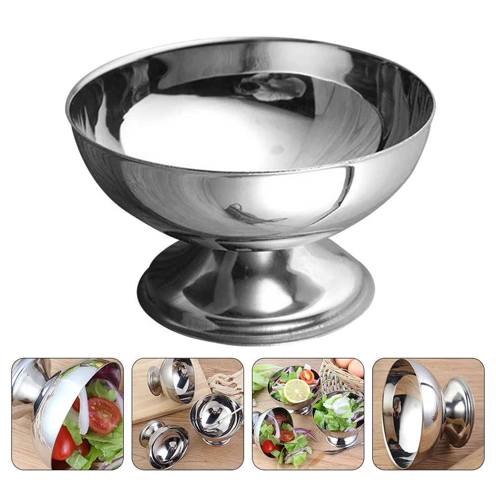 

Bowl Steel Stainless Bowls Ice Cup Cream Cups Salad Dessert Metal Fruit Sundae Footed Serving Pudding Snack Mixing Kitchen
