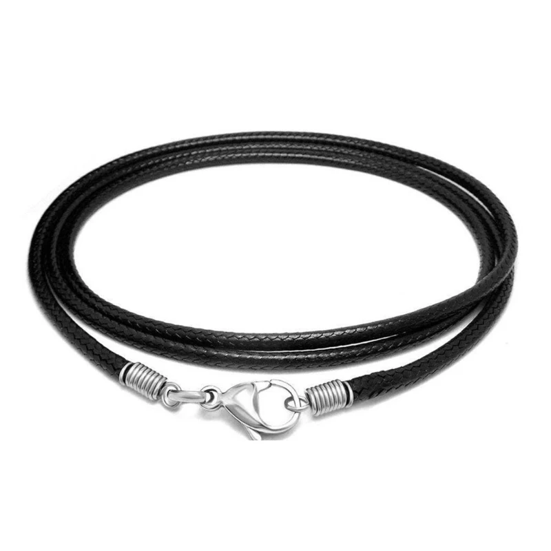 

2mm Black Leathers Cord with Lobster Clasp for Necklace Pendant Bracelet Braided String Rope Jewelry Making DIY Crafts