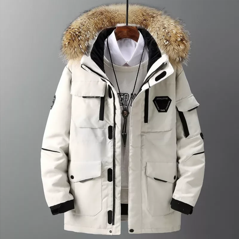 

2022NEW Men's Down Jackets Big Real Fur Collar Warm Parka -30 degrees Men Casual 90% White Duck Down Coats Winter Snow Overc