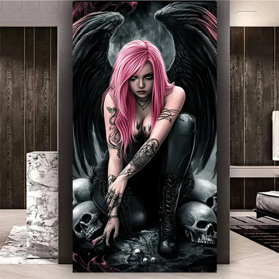 Алмазная мозаика с розовыми волосами ангела полная квадратная/круглая алмазная