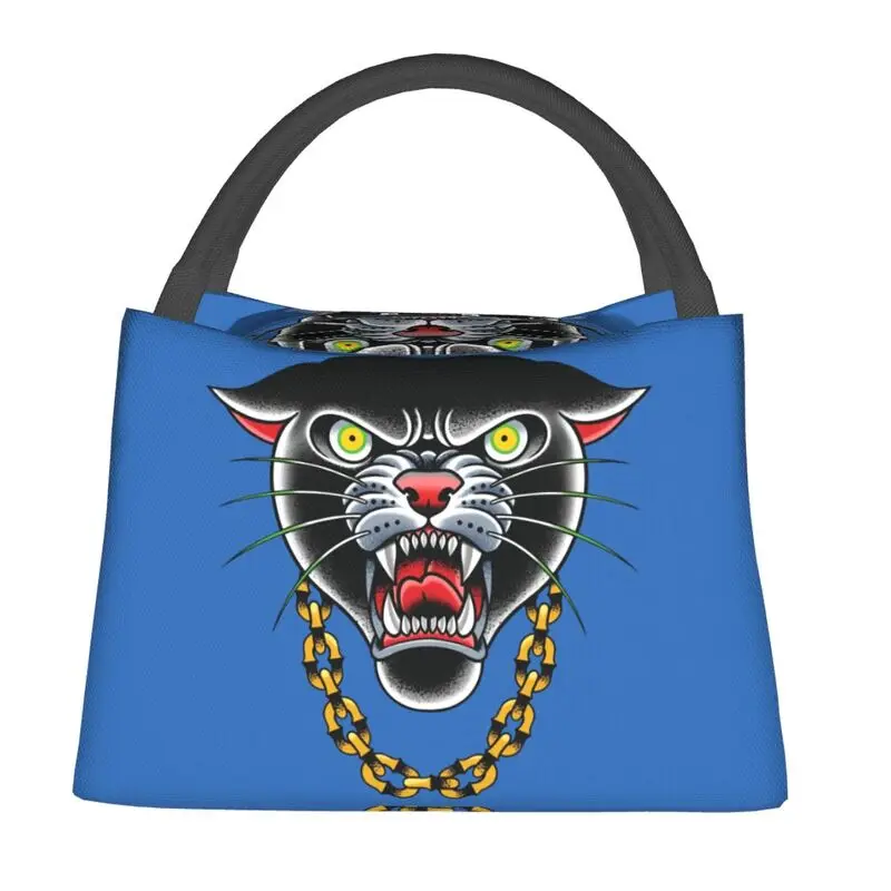 

Готический Ланч-бокс на заказ с традиционной татуировкой и головой Пантеры, Женский Теплый термоконтейнер, изолированный Ланч-бокс для офиса и путешествий