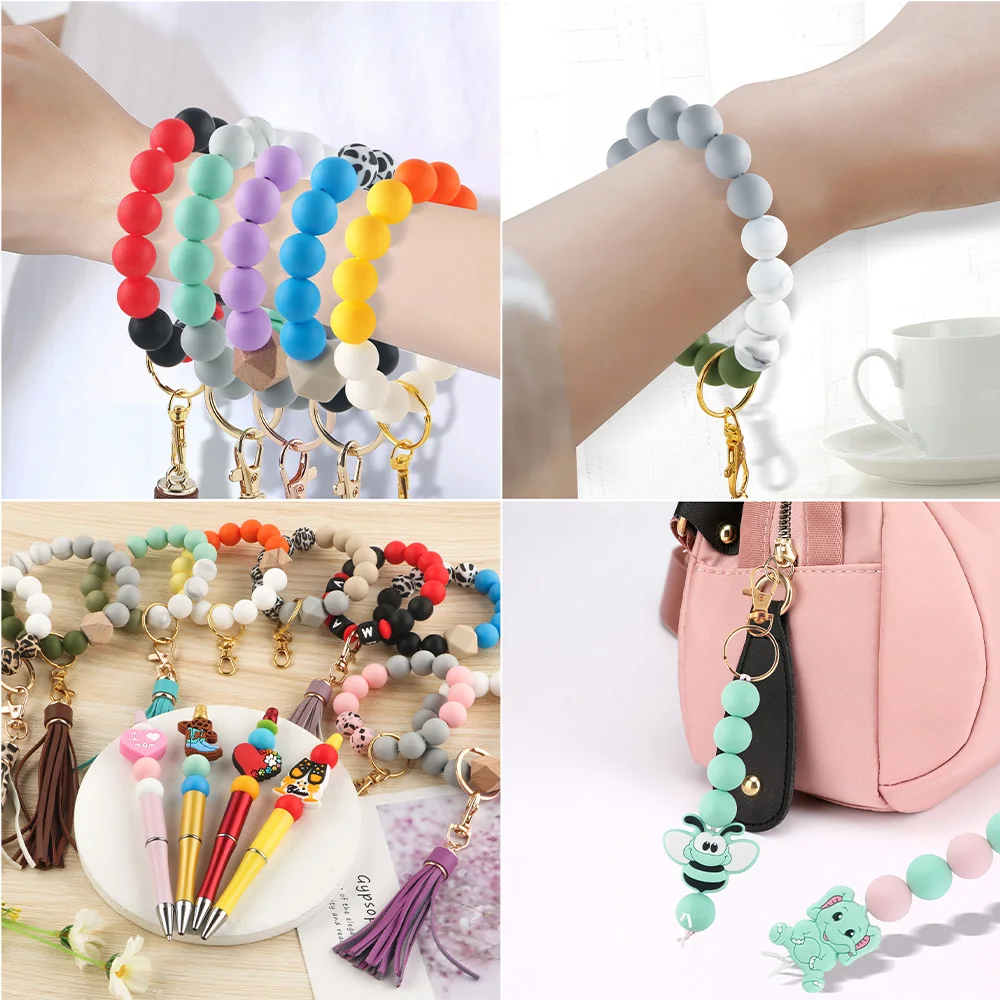 9mm 12mm 15mm Silicone Round Beads Loose Spacer Beads For Jewelry Making DIY Necklaces Bracelets Pacifier Chain Accessories