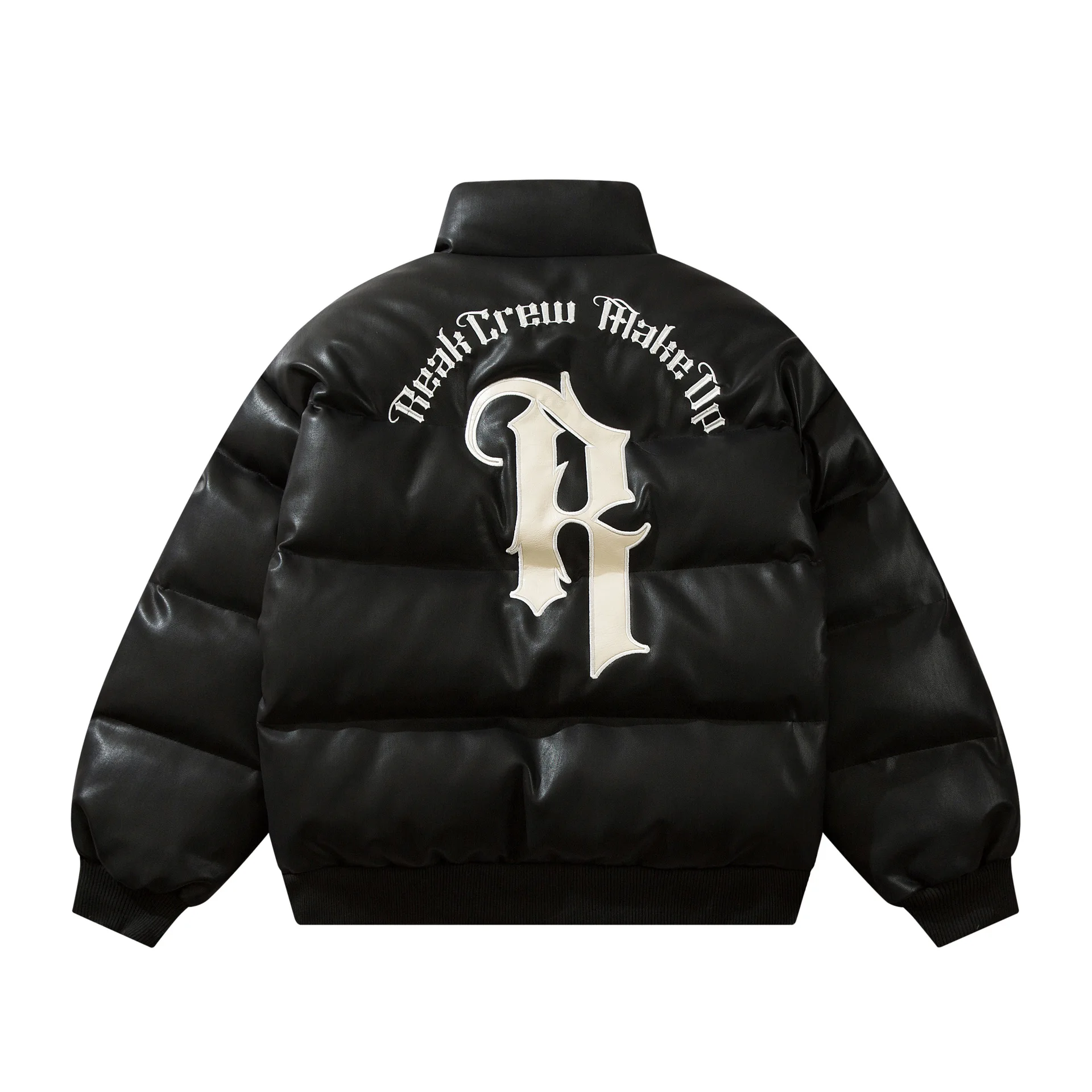 Hip Hop style Winter Leather Parkas Jackets Streetwear Embroidery Letter Thicken Warm Padded Coats Harajuku Puffer Outwear