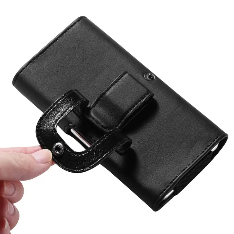 PU Leather Horizontal Waist Belt Clip Pouch Phone Bag For Men All Phone Universal Waist Pocket Running Belt Pouch Bag