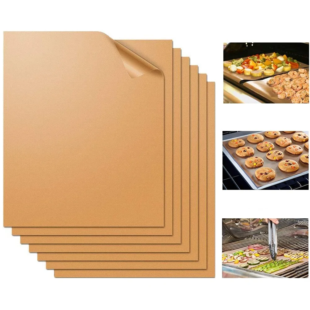 

Resistant BBQ Grill Mat Copper Bakeware Mat Barbecue Roast Sheet Portable Easy Clean Grill Pad BBQ Tool Grill Mat Sheet Baking