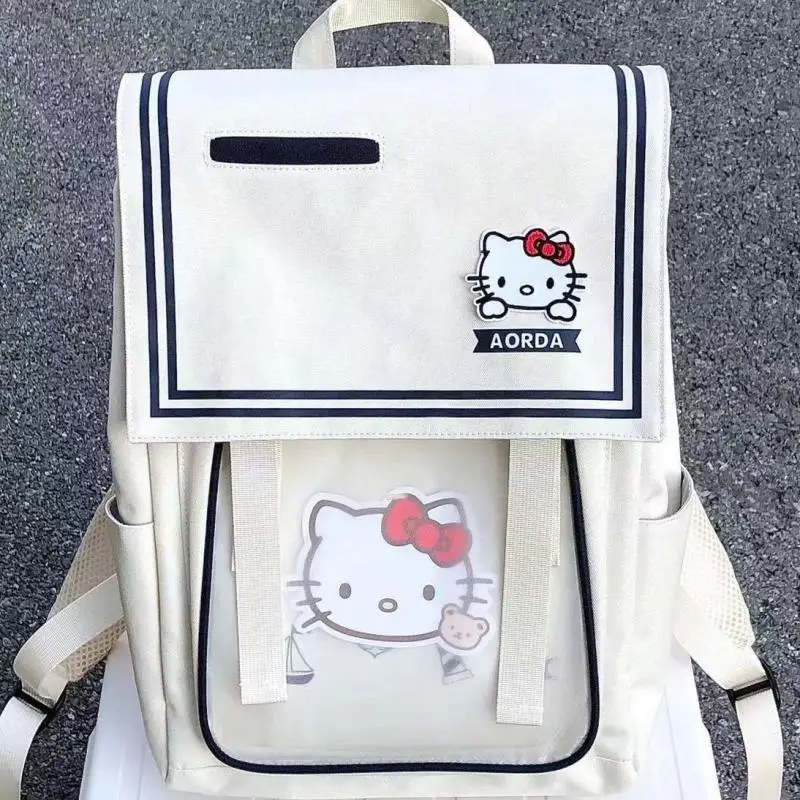 

Kawaii Sanrio Cartoon Nylon Backpack Schoolbag Cute Hello Kitty Multifunctional Handbag Christmas Creative Birthday Gifts